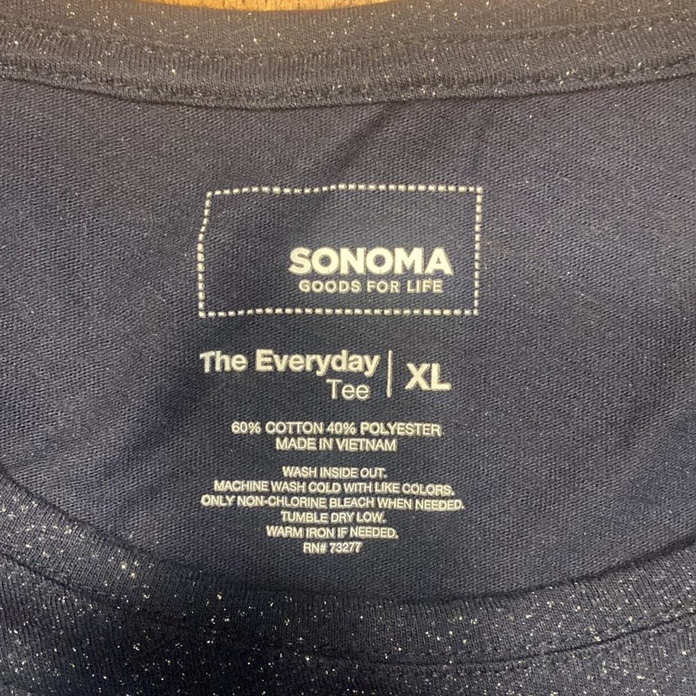 Sonoma long sleeve navy blue sparkly everyday tee. Size XL - Picture 3 of 3